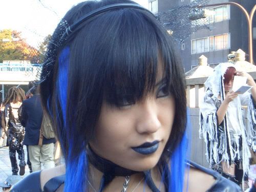 multi color hairstyles. Dark Blue Emo Girl Hair