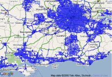 skyhook coverage map of wifi access points in the UK