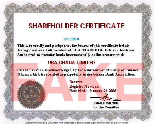 Shareholder Certificate Template