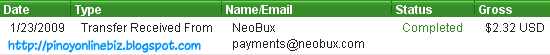 NeoBux First Payment