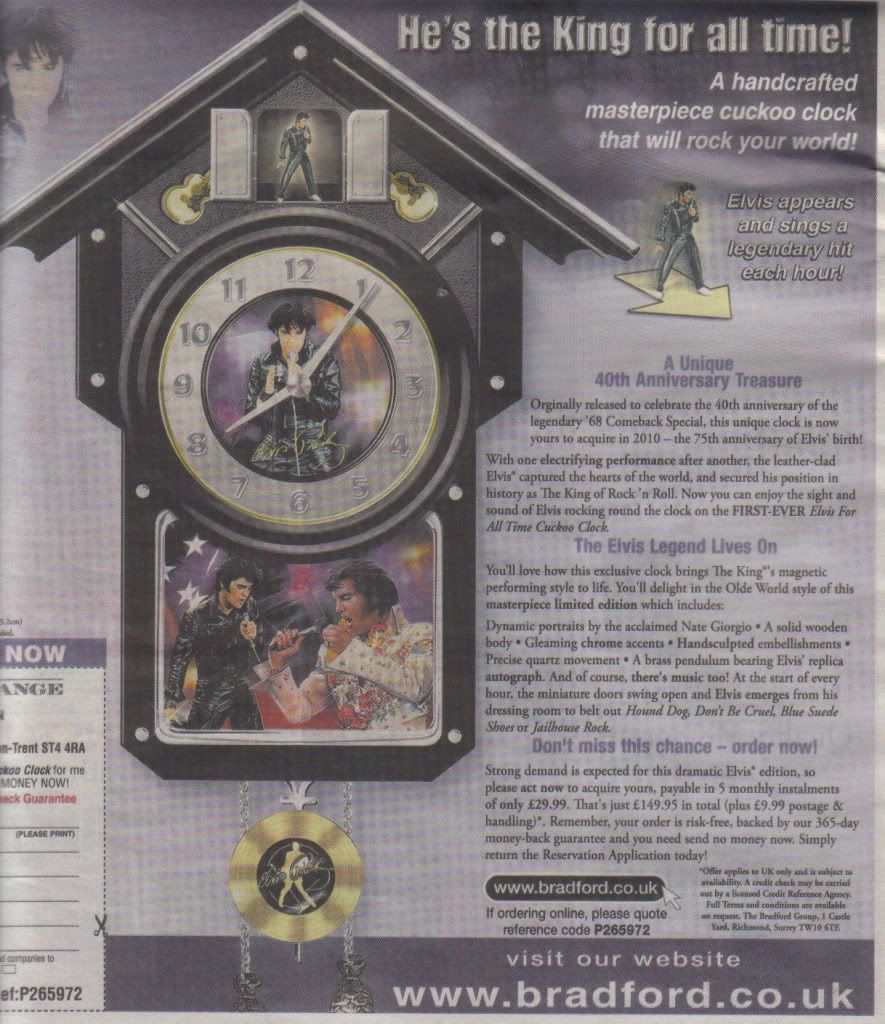 Elvis Presley Cuckoo Clock Morrisseysolo
