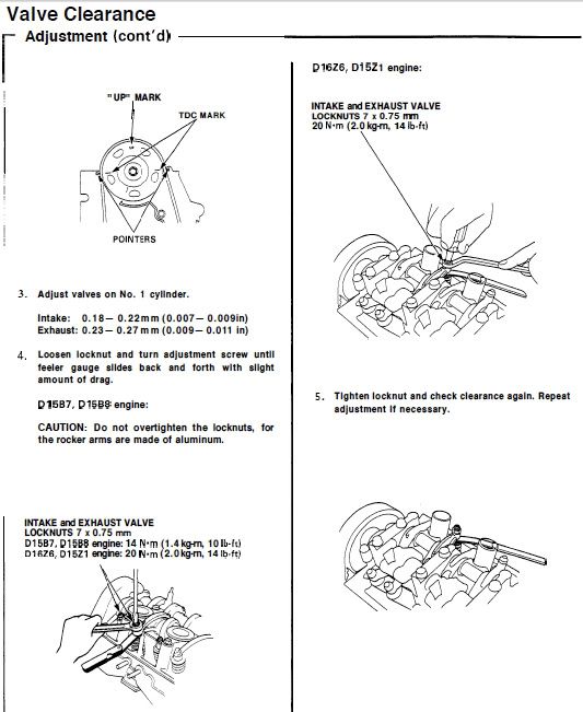 Honda d15 valve lash adjustment #2