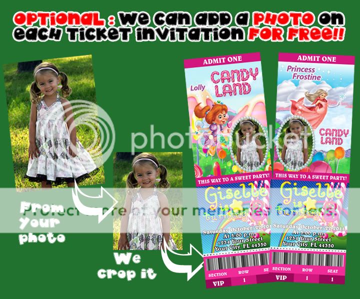 Candyland Custom Ticket Birthday Invitation Candy  