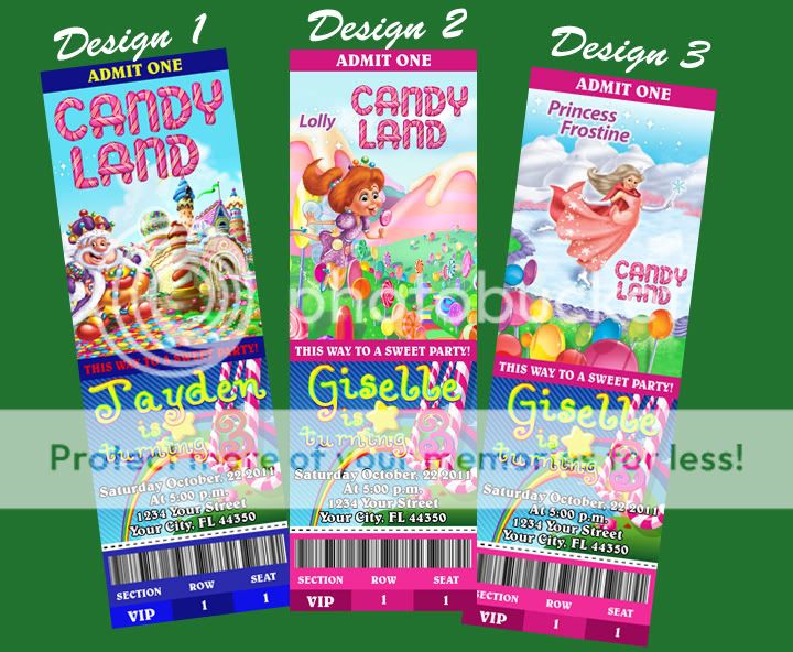 Candyland Custom Ticket Birthday Invitation Candy  