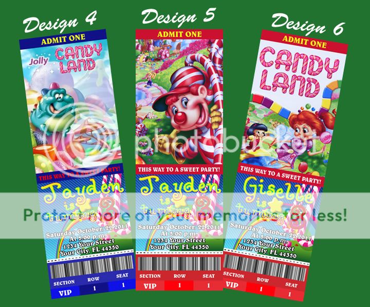 Candyland Custom Ticket Birthday Invitation Candy  