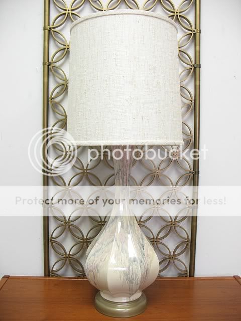 Vintage Hollywood Regency Pottery Table Lamp Pearlescent Drip Glaze 